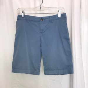 Blue low rise, bermuda length shorts